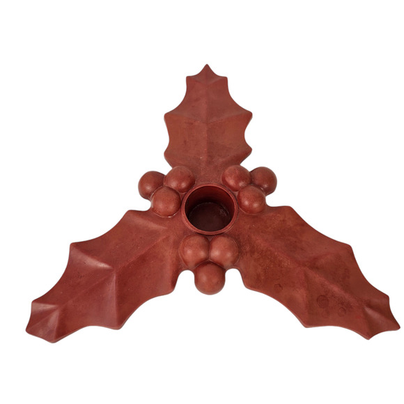 Vintage dark red Bakelite pair holly and berry candleholders home decor - Picture 6 of 7